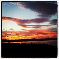 Solnedgang fra hytta mi på Øst-Modum