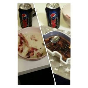 Hjemmelaget blomkålsuppe med bacon og Creme Brulee til dessert. 